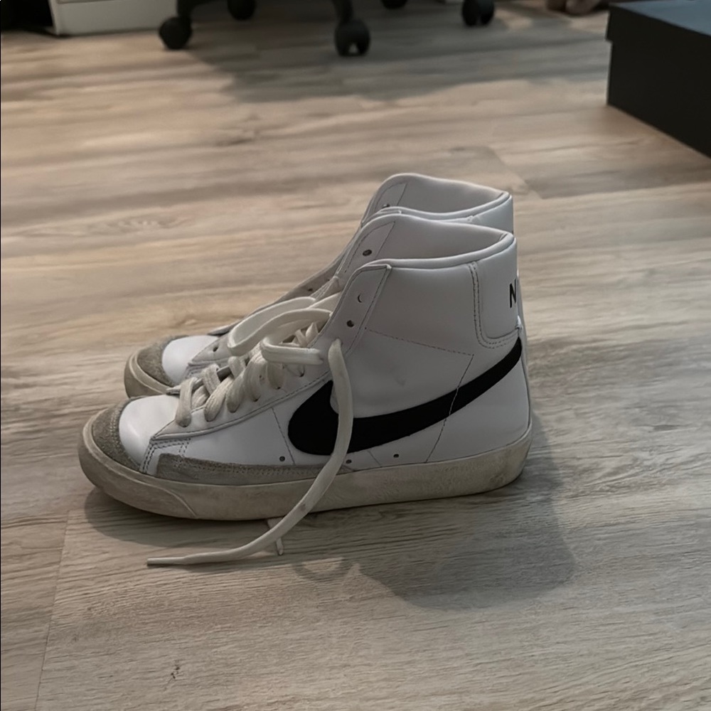 Nike White and Black High-Top Sneakers